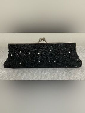 Black Beaded Evening Clutch 10 inches